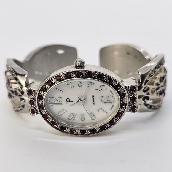 24MM Women's Open Cuff Watch White Dial Multicolor Band 5.75" New Battery - Picture 1 of 13